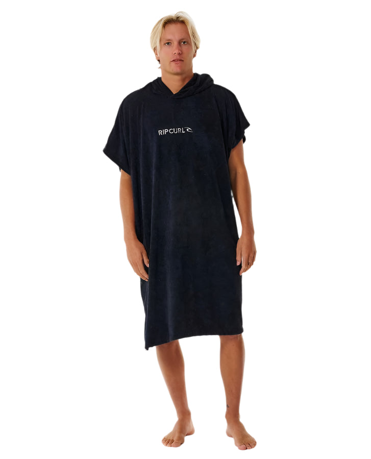 Rip Curl Brand Hooded Towel Poncho Black/Grey