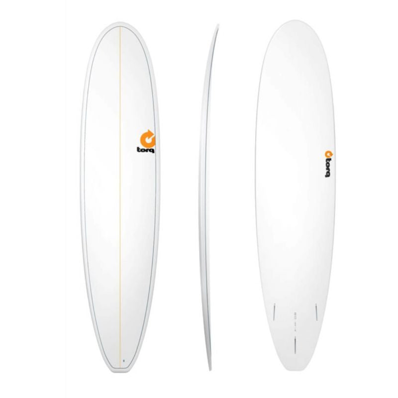 TORQ Surfboard 8'0 Mini Longboard White Pinline