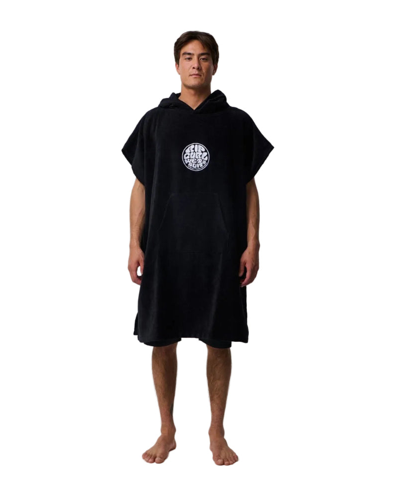 Rip Curl Logo Hooded Towel Poncho Black